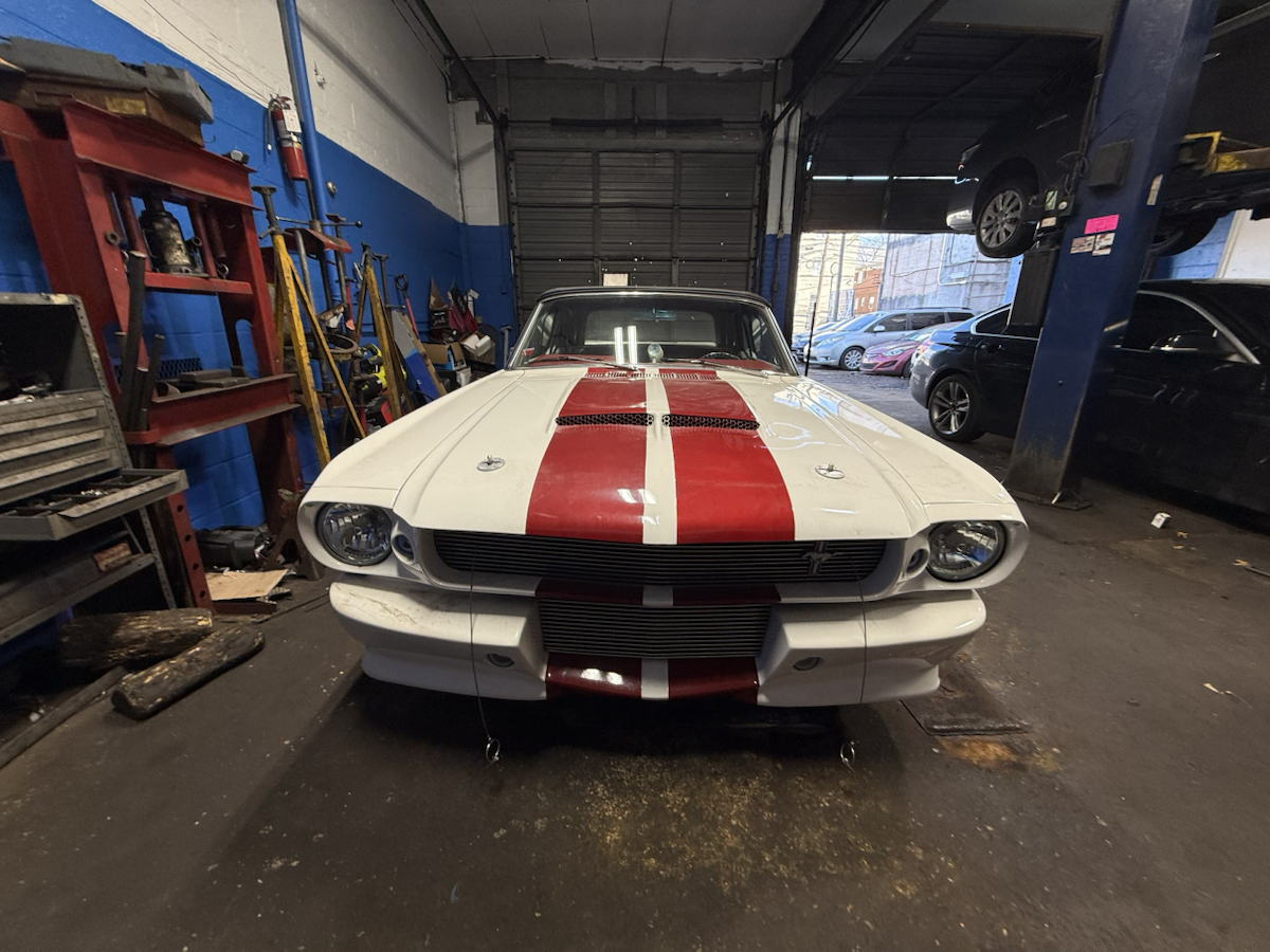 Classic Mustang inside Martin's Auto Repair Center garage